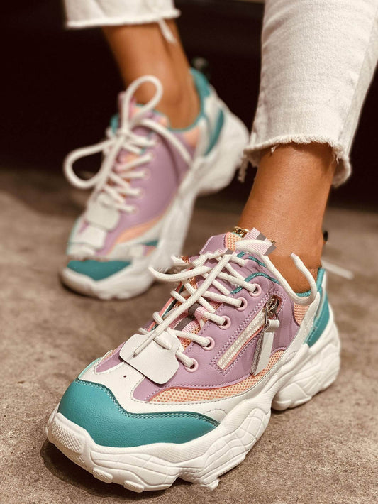 Women Chunky Sneakers Female Lace Up Platform - Mubimart