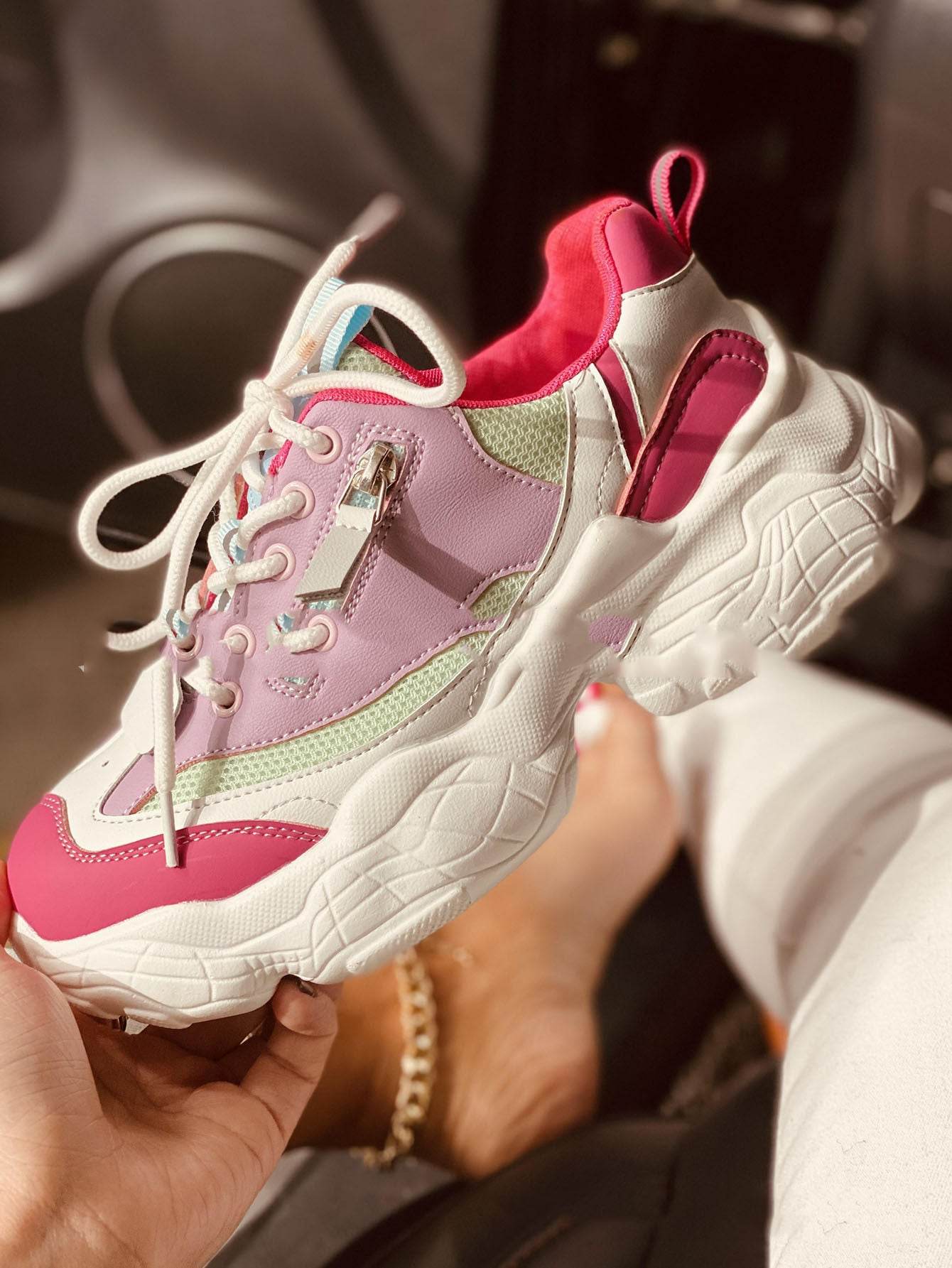 Women Chunky Sneakers Female Lace Up Platform - Mubimart