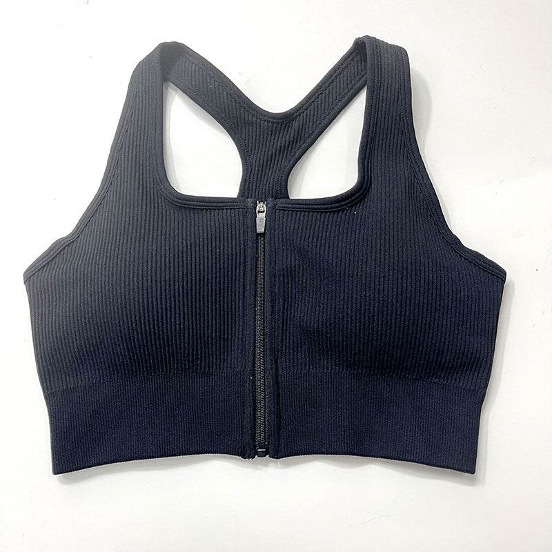 Zip Sports Top Tight Sports Bra - Mubimart
