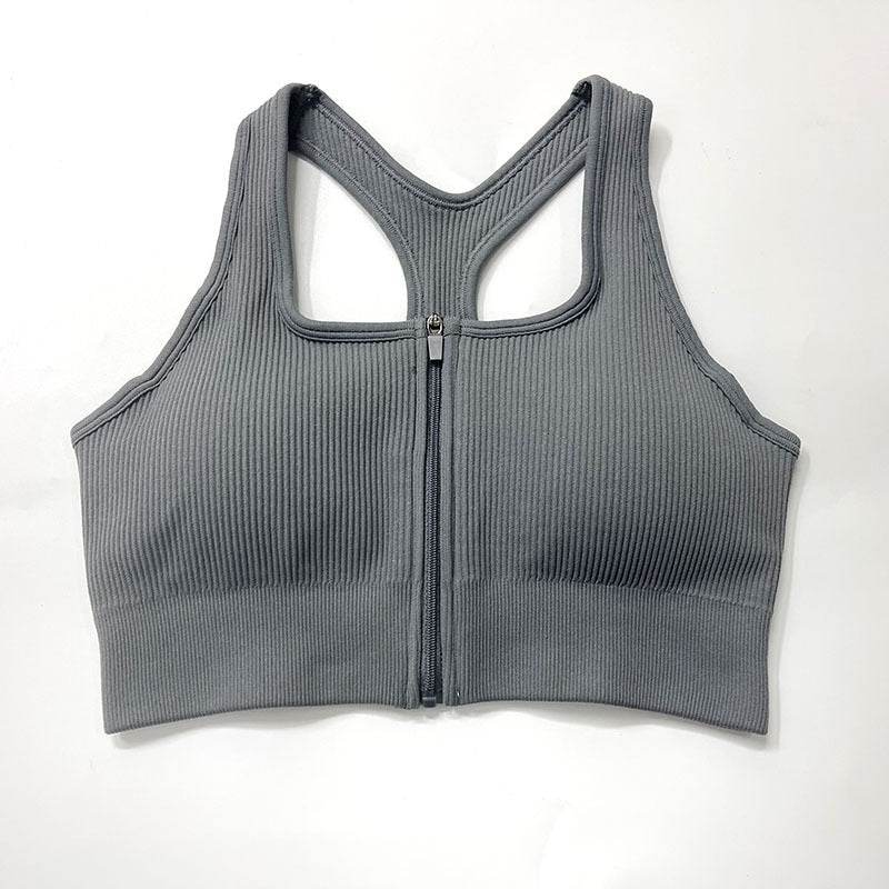 Zip Sports Top Tight Sports Bra - Mubimart