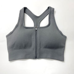 Zip Sports Top Tight Sports Bra - Mubimart -  