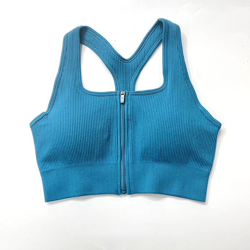 Zip Sports Top Tight Sports Bra - Mubimart -  