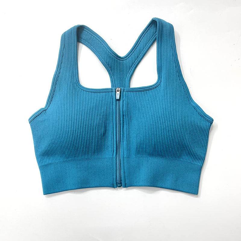Zip Sports Top Tight Sports Bra - Mubimart