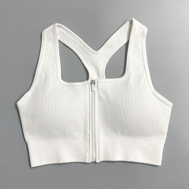 Zip Sports Top Tight Sports Bra - Mubimart -  