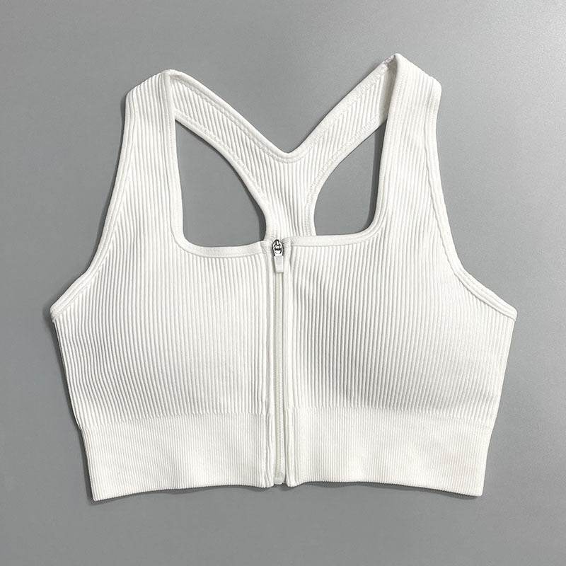 Zip Sports Top Tight Sports Bra - Mubimart