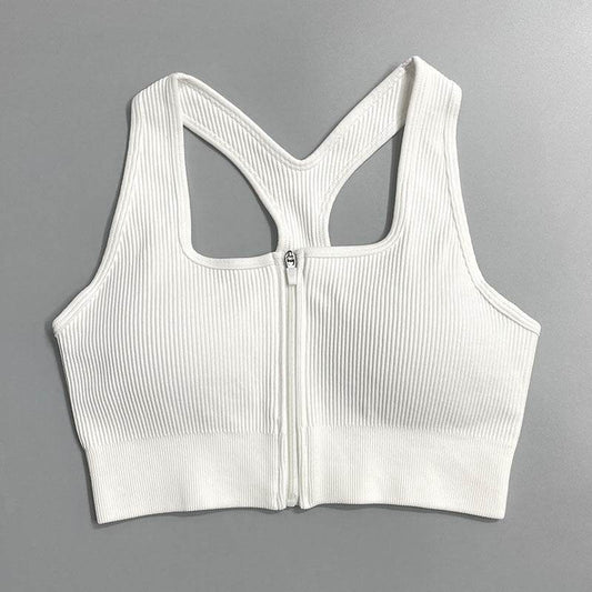 Zip Sports Top Tight Sports Bra - Mubimart
