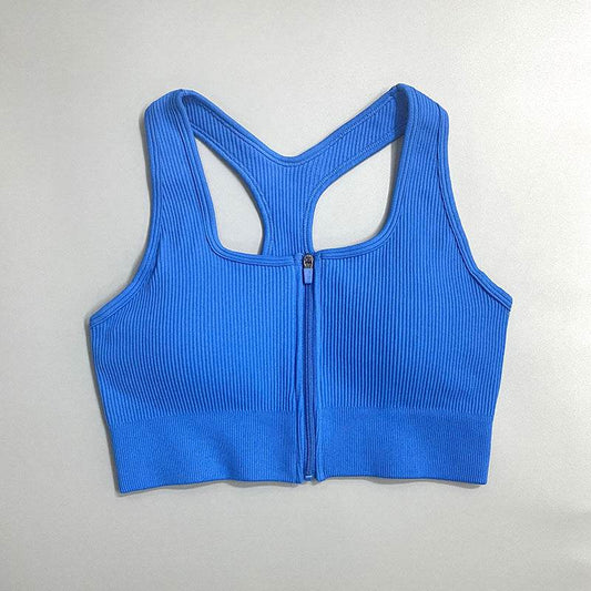 Zip Sports Top Tight Sports Bra - Mubimart