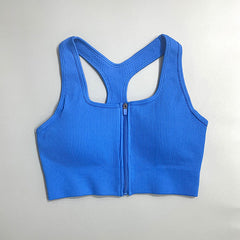 Zip Sports Top Tight Sports Bra - Mubimart - Sports bra 