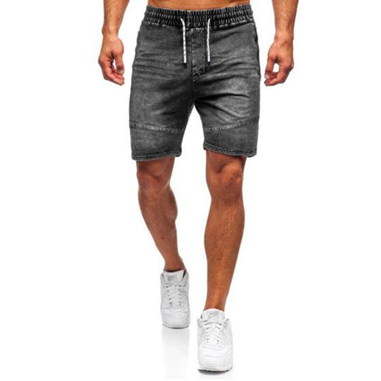 Men's Casual Denim Shorts Elastic Tether Sports Denim Shorts - Mubimart