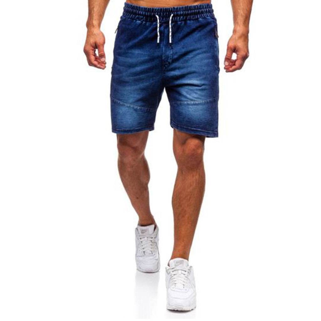 Men's Casual Denim Shorts Elastic Tether Sports Denim Shorts - Mubimart