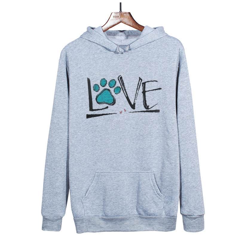 Long-sleeved Loose Plus Size Printed Hooded Sweatshirt - Mubimart