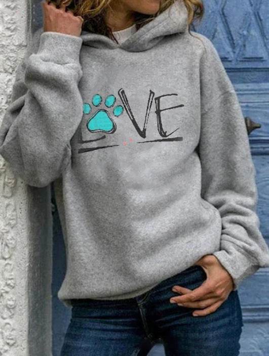 Long-sleeved Loose Plus Size Printed Hooded Sweatshirt - Mubimart
