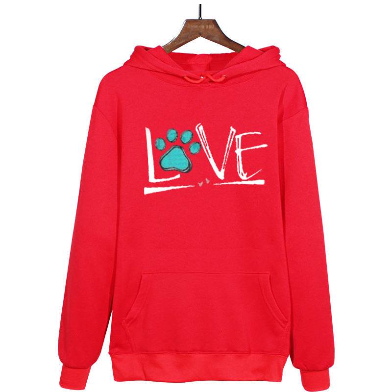 Long-sleeved Loose Plus Size Printed Hooded Sweatshirt - Mubimart