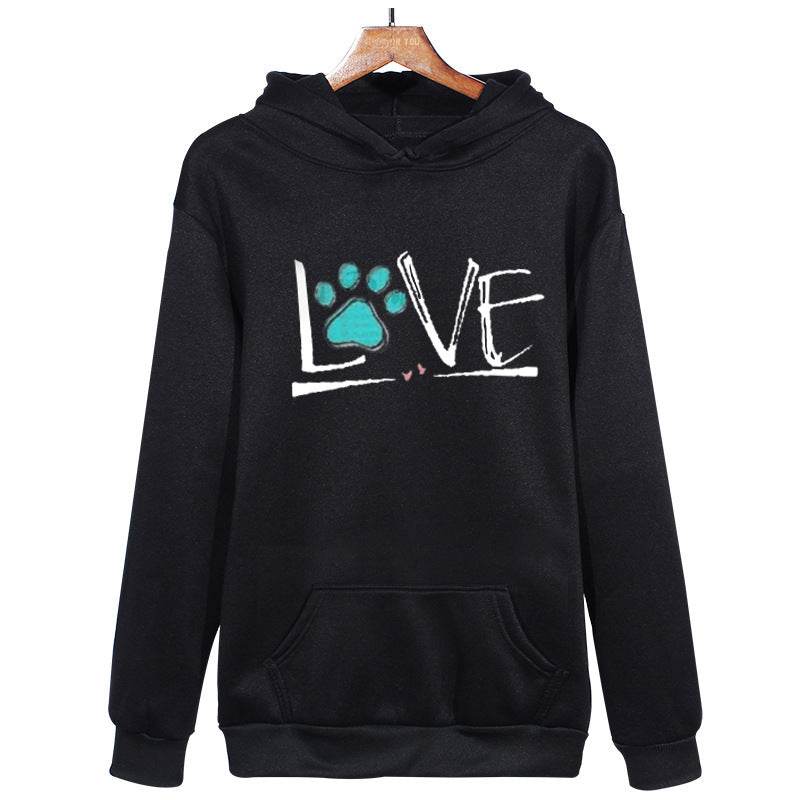 Long-sleeved Loose Plus Size Printed Hooded Sweatshirt - Mubimart
