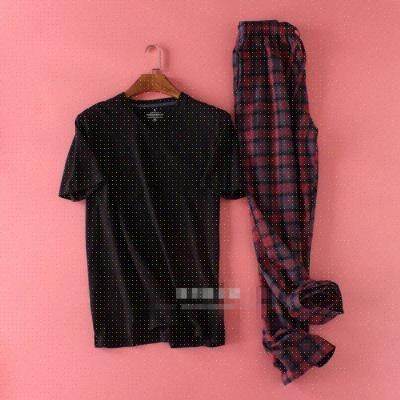 Men's Casual Plaid Pajama Set - Mubimart