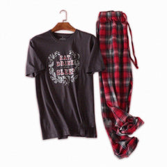 Men's Casual Plaid Pajama Set - Mubimart - Pajama Set 