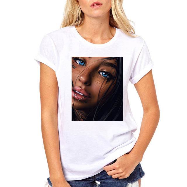 FIXSYS Women T Shirt Print Tee Shirt O-Neck Tops Tees Summe - Mubimart