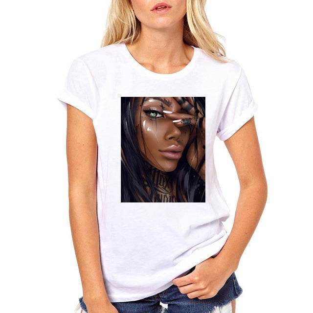 FIXSYS Women T Shirt Print Tee Shirt O-Neck Tops Tees Summe - Mubimart