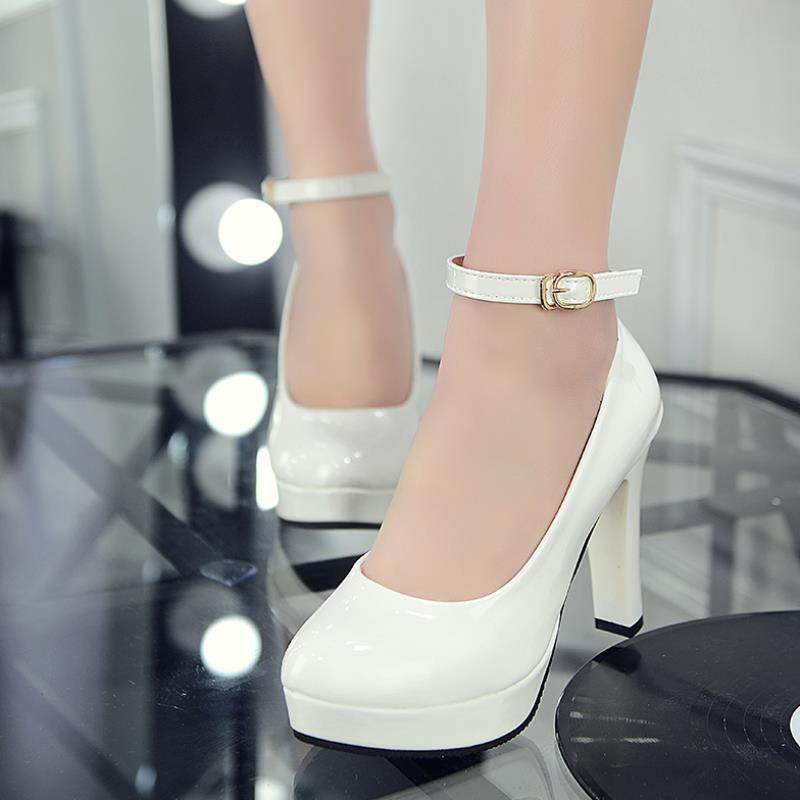 Work Shoes Women Black Pumps Spring Casual Shoes Female High Heels White Red Weding Shoes - Mubimart