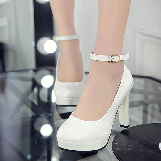 Work Shoes Women Black Pumps Spring Casual Shoes Female High Heels White Red Weding Shoes - Mubimart