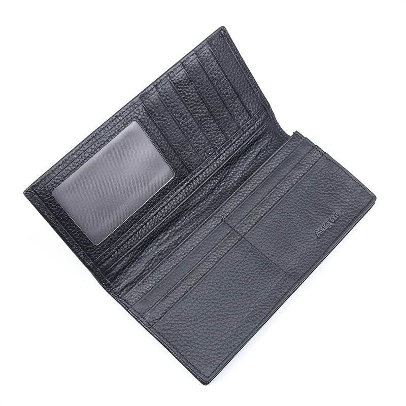 Men'S Wallet Retro Crazy Horse Leather Long Vertical Wallet - Mubimart