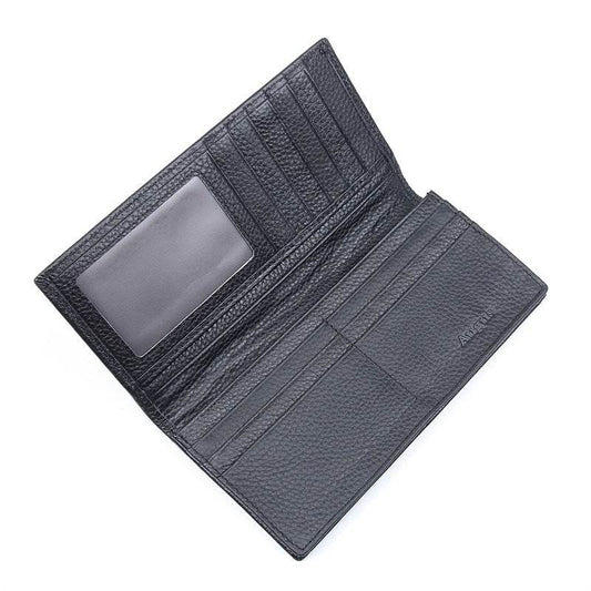 Men'S Wallet Retro Crazy Horse Leather Long Vertical Wallet - Mubimart