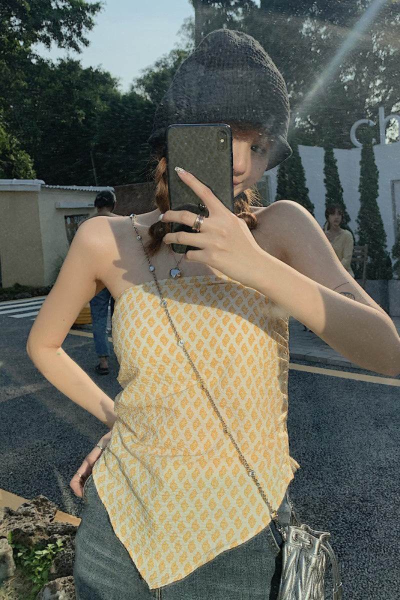Triangle Square Scarf Tube Top Camisole - Mubimart