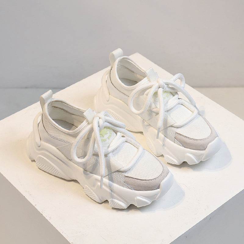 Woman Mesh Surface Breathable Casual Shoes Fashion Woman Lace-up Vulcanized Shoes Platform Comfort Woman Sneakers - Mubimart