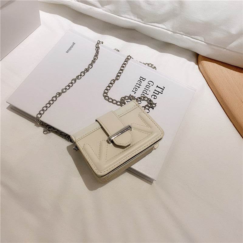 Net red small bag new fashion texture slung women's bag versatile autumn and winter fashion thick chain one shoulder small square bag - Mubimart