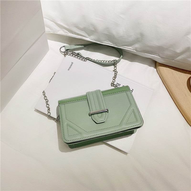 Net red small bag new fashion texture slung women's bag versatile autumn and winter fashion thick chain one shoulder small square bag - Mubimart