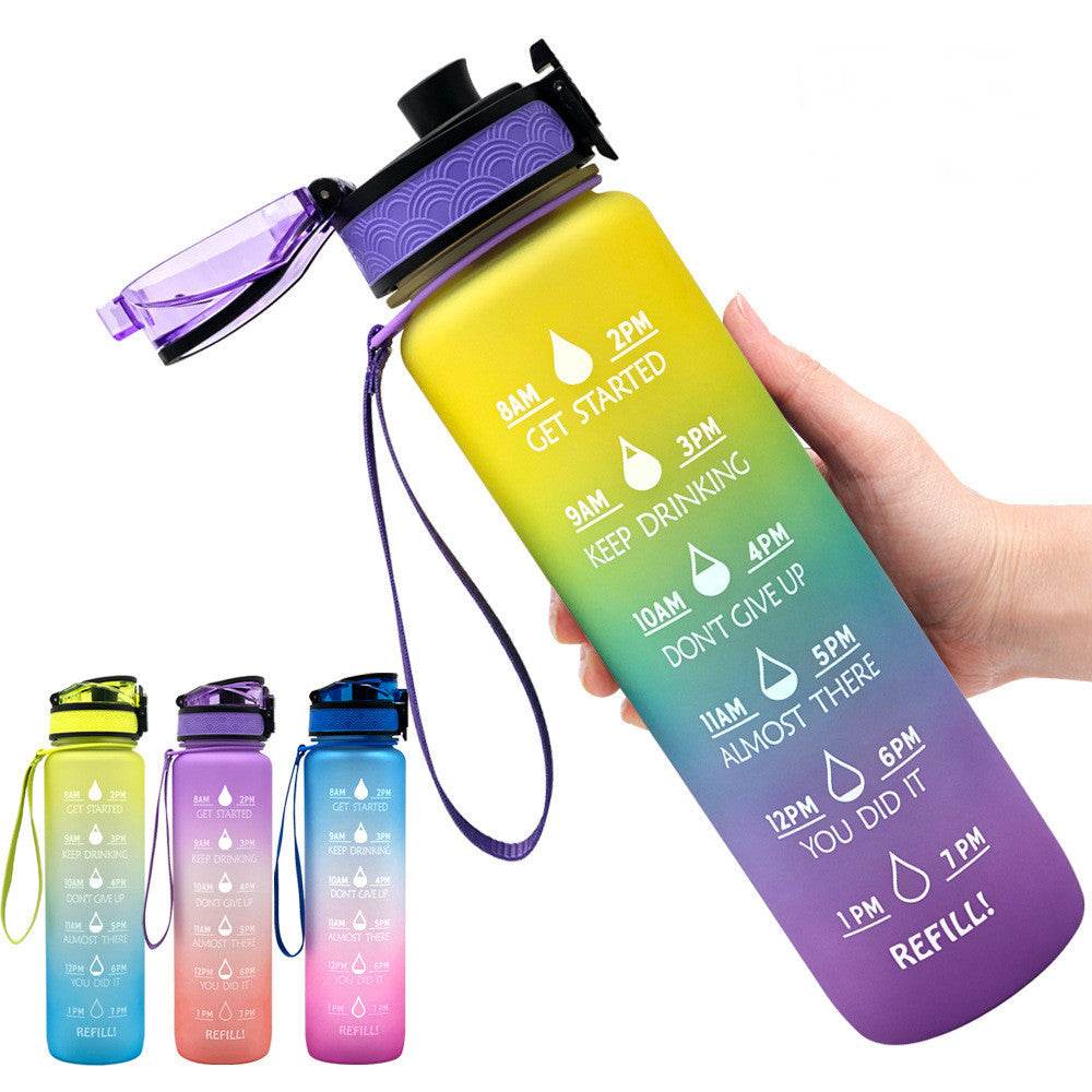 1L Tritan Water Bottle With Time Marker Bounce Cover Motivational Water Bottle Cycling Leakproof Cup For Sports Fitness Bottles - Mubimart
