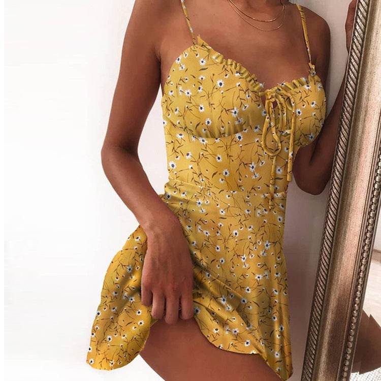 Floral Dress Mini Camisole Dress Women - Mubimart