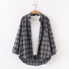 Plaid Shirt Women'S Long-Sleeved Loose Shirt Jacket