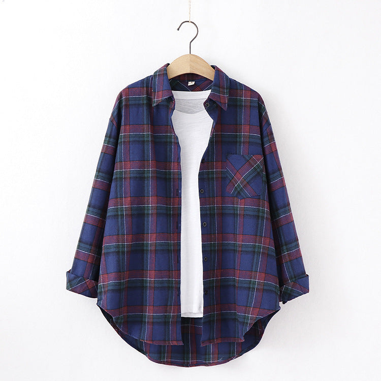 Plaid Shirt Women'S Long-Sleeved Loose Shirt Jacket