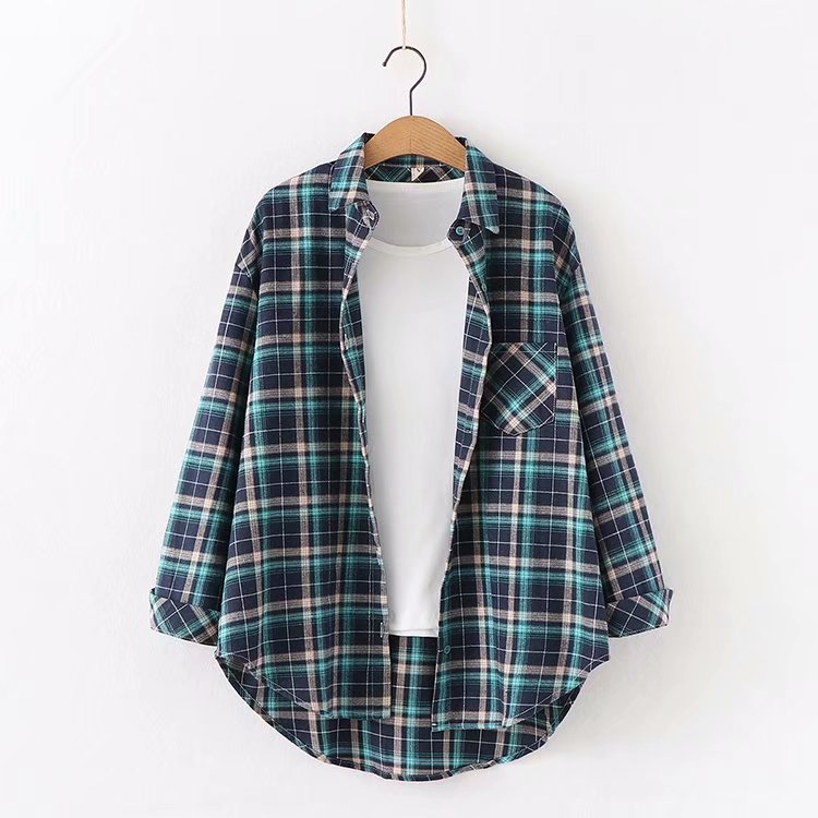 Plaid Shirt Women'S Long-Sleeved Loose Shirt Jacket