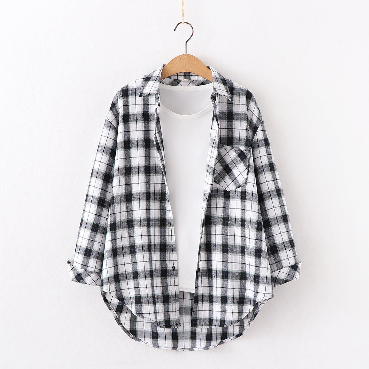 Plaid Shirt Women'S Long-Sleeved Loose Shirt Jacket