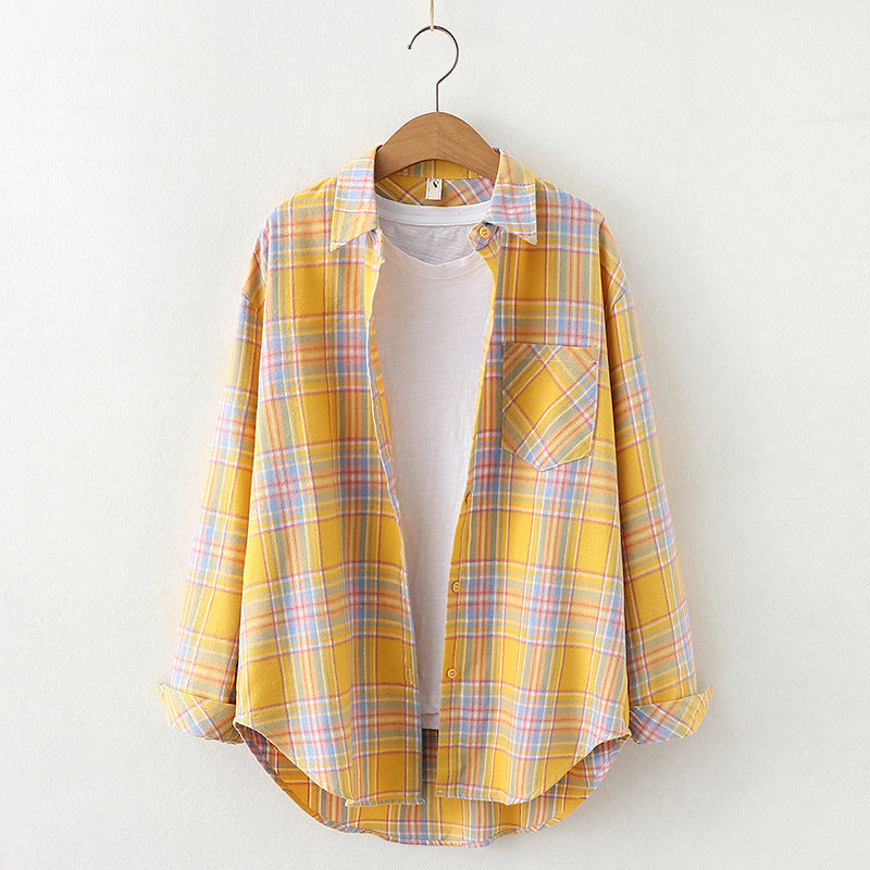 Plaid Shirt Women'S Long-Sleeved Loose Shirt Jacket