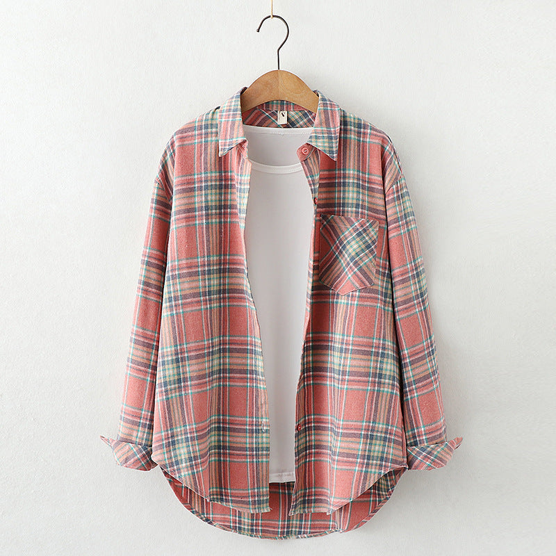 Plaid Shirt Women'S Long-Sleeved Loose Shirt Jacket