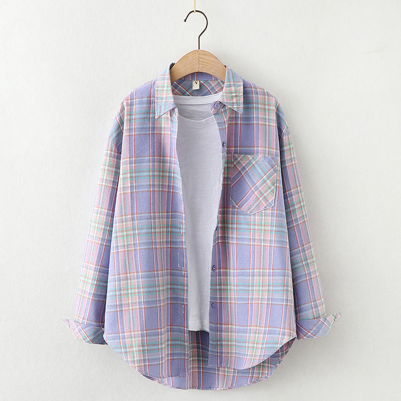 Plaid Shirt Women'S Long-Sleeved Loose Shirt Jacket