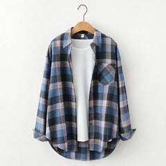 Plaid Shirt Women'S Long-Sleeved Loose Shirt Jacket