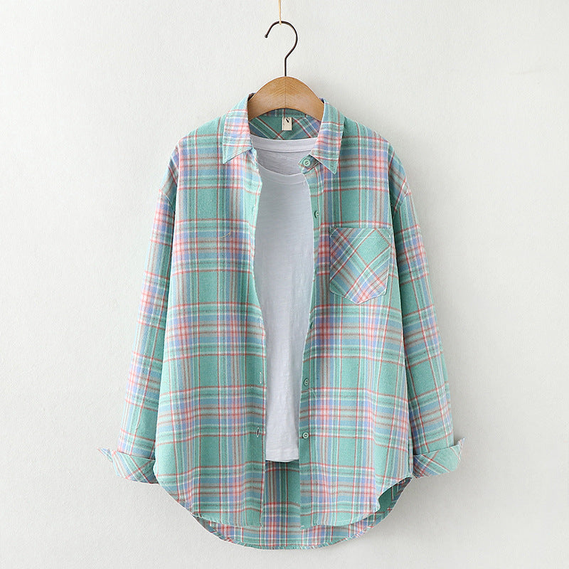 Plaid Shirt Women'S Long-Sleeved Loose Shirt Jacket