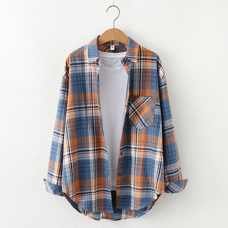 Plaid Shirt Women'S Long-Sleeved Loose Shirt Jacket