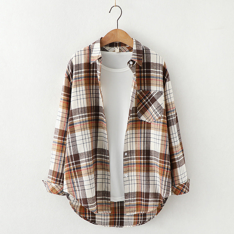 Plaid Shirt Women'S Long-Sleeved Loose Shirt Jacket