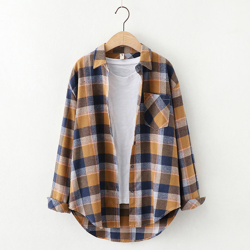 Plaid Shirt Women'S Long-Sleeved Loose Shirt Jacket