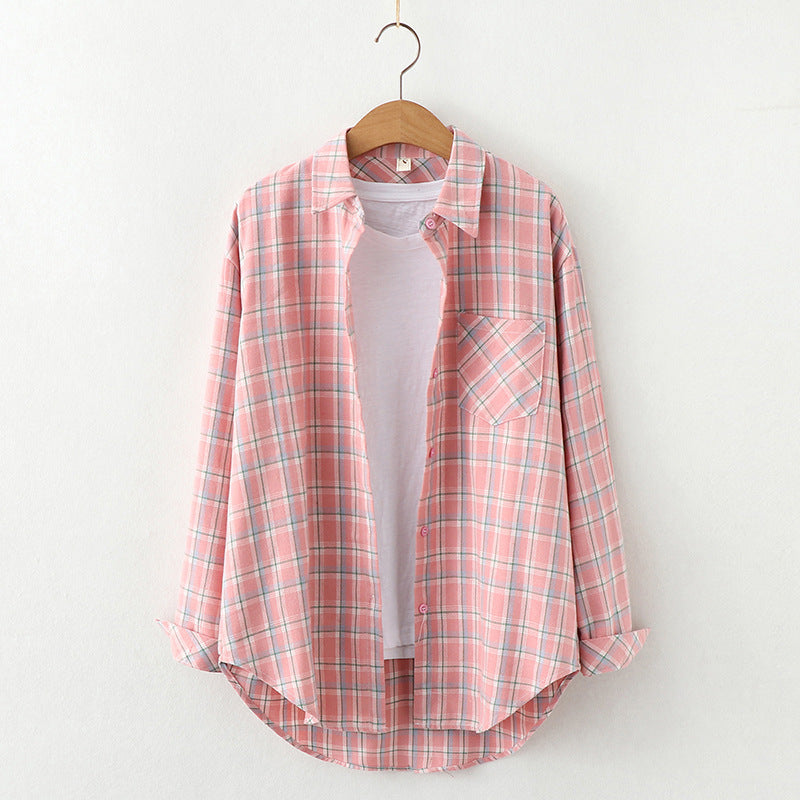 Plaid Shirt Women'S Long-Sleeved Loose Shirt Jacket