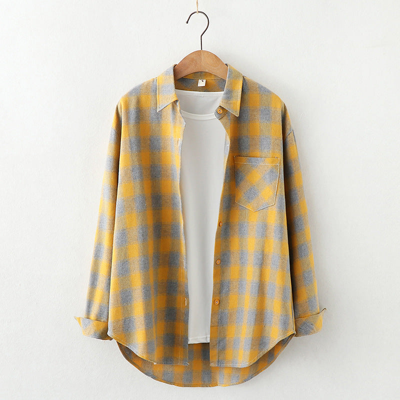 Plaid Shirt Women'S Long-Sleeved Loose Shirt Jacket