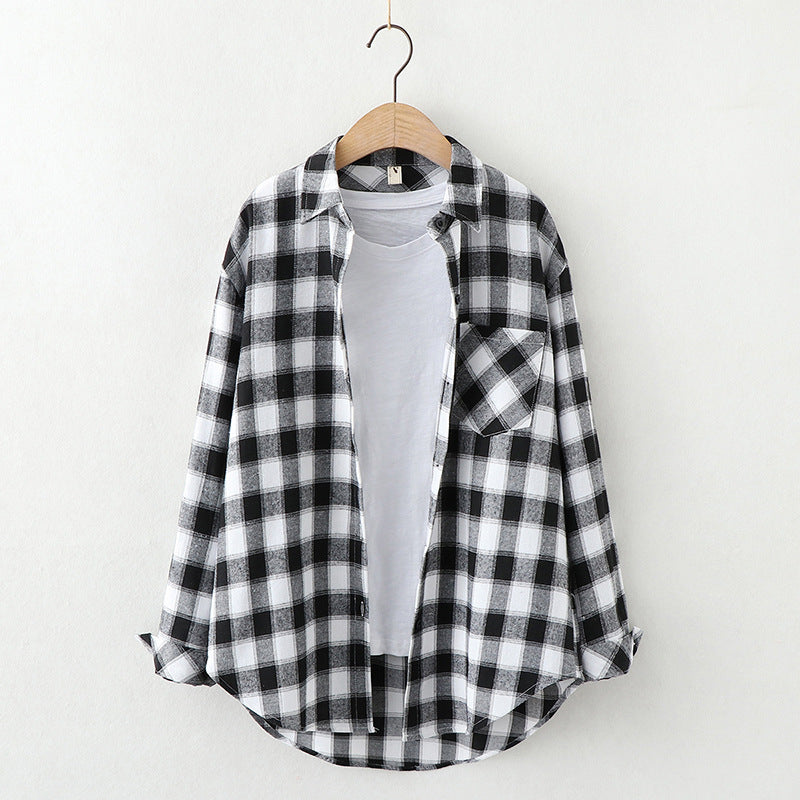 Plaid Shirt Women'S Long-Sleeved Loose Shirt Jacket