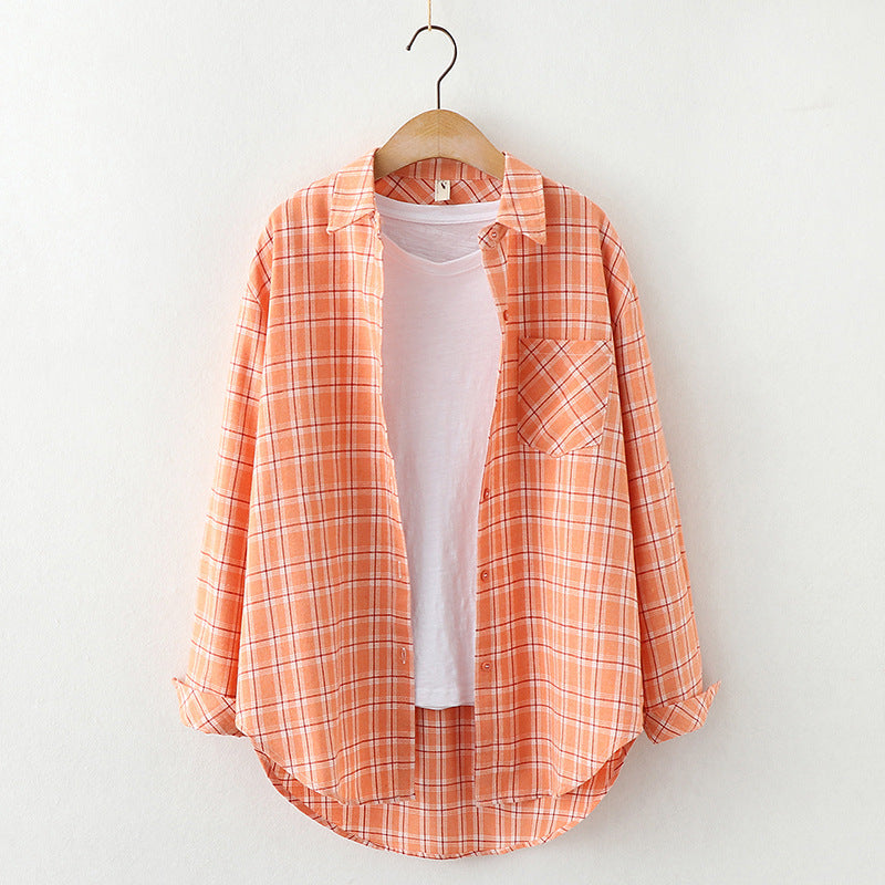 Plaid Shirt Women'S Long-Sleeved Loose Shirt Jacket