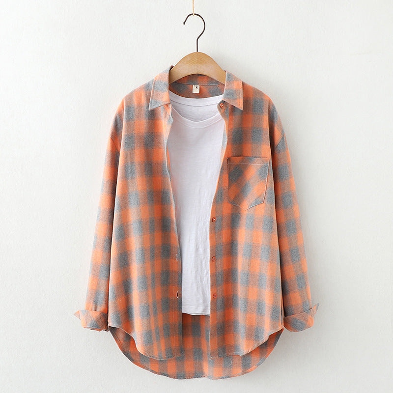 Plaid Shirt Women'S Long-Sleeved Loose Shirt Jacket