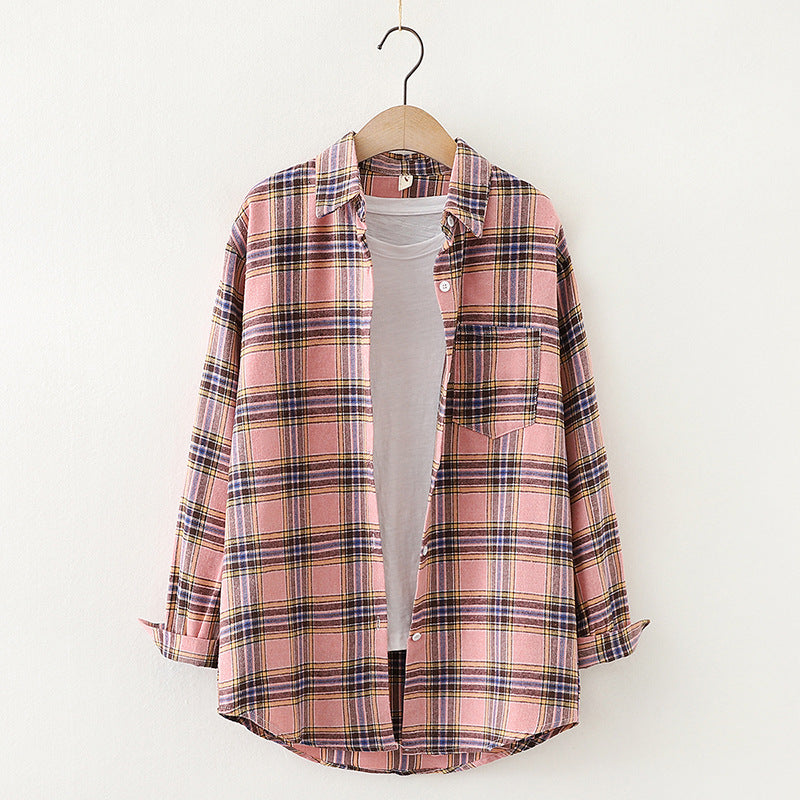 Plaid Shirt Women'S Long-Sleeved Loose Shirt Jacket